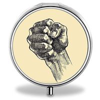 IMLONE Pill Organizer, Customized Fist Painting Pill Boxes with 3 Components for Purse