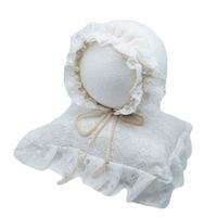Baby Photography Props Lace Hats Posing Aid Newborn Boy Girl Photo Shoot Outfits Infant Hat Posing Accessories Set (White)
