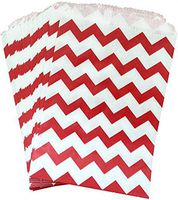 Outside the Box Papers Red and White Chevron Treat Sacks 5.5 x 7.5 48 Pack Red, White