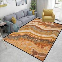 Marble Home Bedroom Carpet Floor Mat, Onyx Marble Motif Travertine Mineral Formed Watercolor Ink Textured Illustration, Easy Maintenance Area Rug Living Room Bedroom Carpet(2'x 3') Multicolor