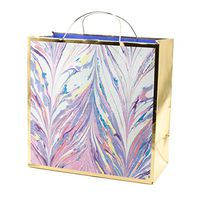 Hallmark Signature 10" Large Gift Bag (Purple and Pink Marble with Gold Foil) for Birthdays, Bridal Showers, Mothers Day, Retirements, All Occasion