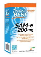 Doctor's Best SAM-e 200 mg, Vegan, Gluten Free, Soy Free, Mood & Joint Support, 60 Enteric Coated Tablets
