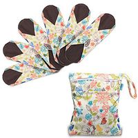 Teamoy 6Pcs 7.9 Inches Sanitary pad, Reusable Washable Cloth Menstrual Pads/Panty Liners with Wet Bag, Super-Absorbent, Soft and Comfortable, Perfect for Light Flow(Small,Jungle)