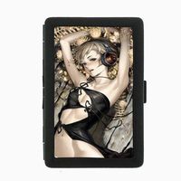 Black Color Metal Cigarette Case Holder Box Anime Design-008