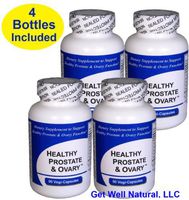 Healthy Prostate and Ovary (4 Bottles Contain a Total of 360 Vegi-Capsules) - Concentrated Herbal Blend - with Crinum Latifolium, Vegan Kosher Caps. Prostate Herbs for Optimal Support*