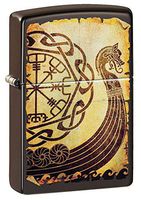 Personalized Custom Message Engraved on Back Viking Warship Design Indoor Outdoor Windproof Zippo Lighter