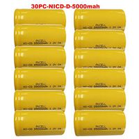 D Size 1.2V 5000mAh NI-CD Rechargeable Battery Flat Top 30Pcs