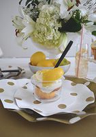 Sophistiplate Gold Polka Paper Party Pack for 10 guests includes large plates, small plates and napkins (40 Pack)- Plates made in Italy