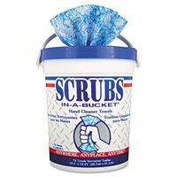 Scrubs - Hand Cleaner Towels, 10 1/2 x 12 1/4, Blue/White, 72/Bucket - 6 Buckets/Carton