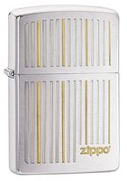 Zippo Vertical Lines Design Pocket Lighter, Brushed Chrome