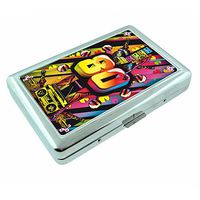 I Love the 80's Pop Icon Collage S12 Silver Cigarette Case Metal Wallet Id Holder 4" X 2.75" RFID Protection