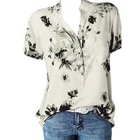 Meikosks Womens Plus Size Short Sleeve Blouses Floral Printing Pocket Tops Easy T Shirt