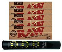 Herb Airtight Tube Pocket Protector with Raw Natural Rolling Papers 5 Count DC Crafts Nation- Happy Face