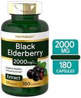 Horbaach Black Elderberry Capsules 2000mg | 180 Pills | Immune Support | Non-GMO, Gluten Free | Sambucus Extract Supplement