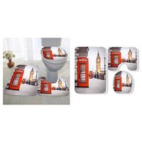 Grace Little three-piece toilet seat pad custom a photography of a red phone box in london uk
