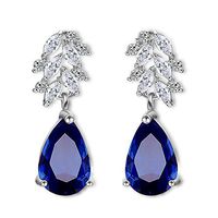 Goober Liu Pine Modeling Fashion Crystal Earrings,Zircon-Gemstone Eardrop, 1 Pair (Blue)