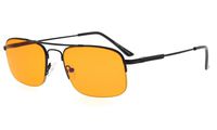 Eyekepper Mens Anti Blue Light Glasses Better Sleep 97% Blue Light Blocking-Bendable Memory Titanium Computer Reading Glasses, Dark Orange Tinted Lens(Black, 1.50)