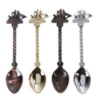 Matefield Spoons 4pcs Vintage Metal Carved Coffee Desserts Tea Soup Spoons Kitchen Tableware