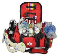 Lightning X Deluxe Stocked Large EMT First Aid Trauma Bag Fill Kit w/Emergency Medical Supplies (Red)