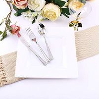 Efavormart 50 Pcs - White 9" Square Disposable Plastic Plate Dinner Plates for Wedding Party Banquet Events Decoration