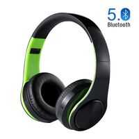 Bluetooth Headphones Over Ear, Hi-Fi Stereo Foldable Wireless Headset, Headphones with Long Duration for Travel Work TV PC Cellphone (Green)