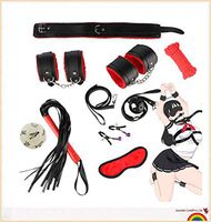 9 - Piece Set Perfectly Matched with Black Leather and Red Plush