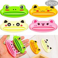 Blulu 24 Pieces Toothpaste Squeezer with Cartoon Animal Shape Tube Squeezer Toothpaste Clip Frog Cat Panda Toothpaste Squeeze Roll