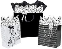 Musical Themed Gift Bags Wrap Assorted with Coordinating Tissue Paper and Raffia Ribbon (Music Notes)