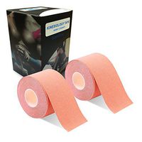 Sanfire Kinesiology Tape 2 Rolls Combo Pack for Athletic Sports, Recovery and Physiotherapy Free, Waterproof, Uncut, 2-Inch x 16.4-Feet