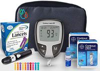Raindrop USA - Bayer Contour Next EZ Complete Diabetes Blood Glucose Testing Kit: Meter, Test Strips, Lancets, Lancing Device, Control Solution, Carry Case (60 Test Strips, 110 Lancets)