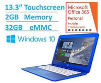 2016 HP Stream 13.3" HD Touchscreen Laptop - Intel Dual-Core N3050 up to 2.16GHz, 2GB RAM, 32GB eMMC, 1-yr Office 365 Included, DTS Studio Sound, WLAN, Bluetooth, Webcam, Windows 10