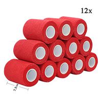 Vet Wrap 3 inch x 12 Pack Red Tape for Skin Bandage Tape Vet Tape Cohesive Bandage Fabric Bandages Self Sticking Bandage Wrap Self Adhering Bandage Wrap Bandage Stretch Self Adhesive Tape