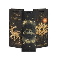 Holiday Wine Gift Bags - Black and Gold Wine Bags - Elegant Gold and Black Christmas Gift Bags Set of 8