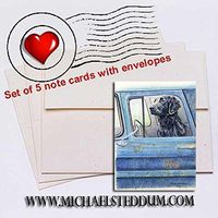 Michael Steddum Wait Here, Flat Coated Retriever Note Card Set