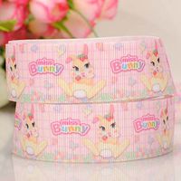 10 Yards 1"25mm fancy miss Bunny Cartoon Printed Gift Grosgrain Ribbon