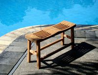 TeakStation Grade A Teak Wood Double Curved Seat Shower/Bath Room/Pool/Spa Stool Friendship Bench