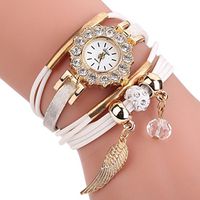 BEUU New Women Wristwatch Butterfly Quartz Vintage Weave Wrap Leather Strap Girl Lady Bracelet Watch for Christmas Xmas