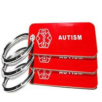 My Identity Doctor - 3 Pre-Engraved Autism Plastic Medical Alert ID Keychains, Small 2.25 x .79 Inch