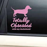 Totally Obsessed With My Dachshund Vinyl Decal Laptop Car Truck Bumper Window Sticker (Pink)