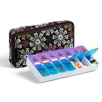 Pill Organizer Pill case Pill Box,7 Days Round Vitamin Organizer Box (Coffee)