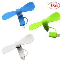 ULBTER 2 in 1 Mini Fans Appliable for iPhone 6 6s 7 8 XR X,6 7 8 Plus,Moto X4, Samsung Galaxy S7/S6,Huawei Honor 8X/Mate SE and More,Micro USB Portable Mobile Phone Cool Fan [4Packs]