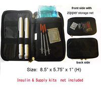 Diabetic/Medication Travel Cooler Case- For Insulin Pen, Syringes & Medications- 8 oz ice pack(NEW) (Black-B)