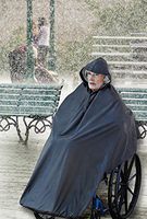 AdirMed Wheelchair Waterproof Poncho with Hood - Rain Protection Cape - Water & Tear Resistant Polyester Cover - Over Knee Coverage - Secure Neck Closure - One Size for Men & Women - Black