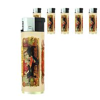 Perfection In Style Butane Refillable Electronic Lighter Set of 5 Pieces Vintage Tobacco Labels Design 013