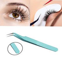 Putars Woman Portable Multifunction Anti-Static Stainless Steel Eyebrow Tweezers Eyelash Curler Clip Plucking Beauty Tool Green
