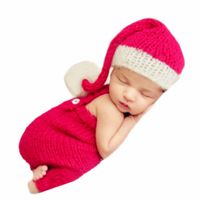 Newborn Baby Christmas Santa Photo Props Boy Girl Photo Shoot Outfits Crochet Knit Hat Shorts Photography Props Red and White
