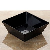 Tableclothsfactory 60 Pcs - Black Innovative Square 10oz Disposable Plastic Bowl