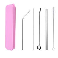 Stainless Steel Straws, Long Metal Drinking Straws Reusable Straws for Tumbler Cold Beverage, FDA-Approved Straws, Set of 4, Free Cleaning Brush Included (A)