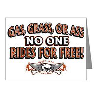 Note Card Gas Grass or Ass No One Rides For Free