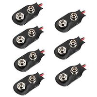 uxcell 7pcs DC 9V Battery Clip I-Type Buckle Connector Faux Leather Housing Lead Wire 14.5cm Length